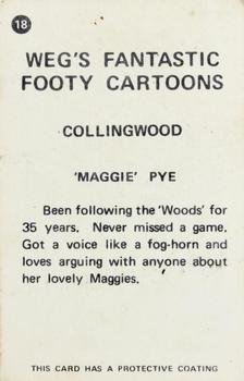 1973 Sunicrust Weg's Footy Funnies #18 Maggie Pye Back